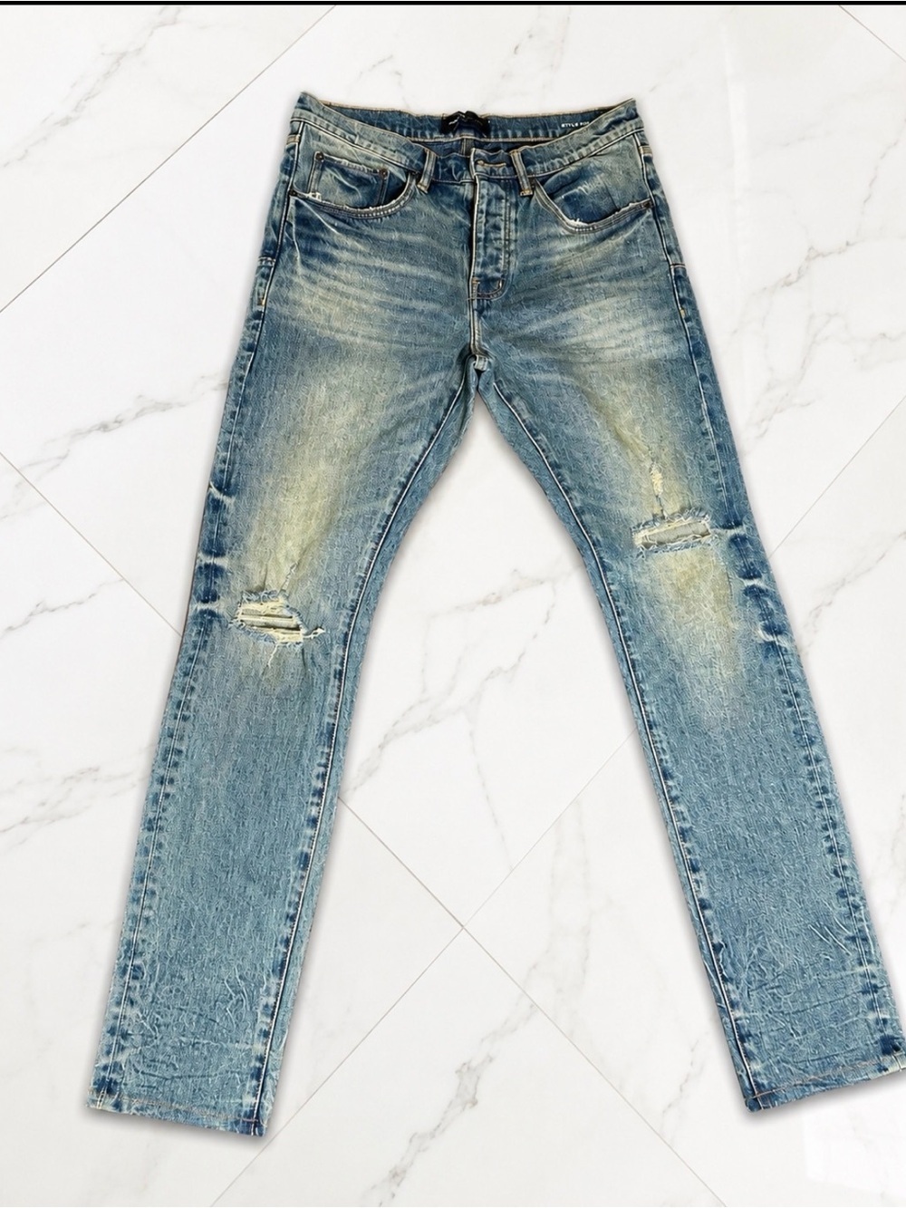 Purple Brand P001 Distressed low rise Slim Fit Men’s Luxury Jeans Size 31